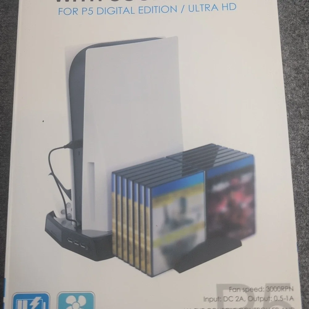 Vertical Stand with Cooling Fan and Dual‎ Controller Charging Station for PS5